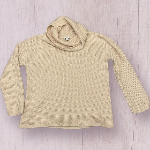 J. Jill Cream Cowl Neck Knit Sweater Size Small Cotton Blend - Picture 1 of 7